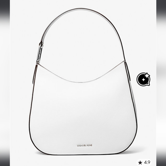 Michael KORS Kensington Large Pebbled Leather Hobo Shoulder Bag WHITE - Picture 13 of 14